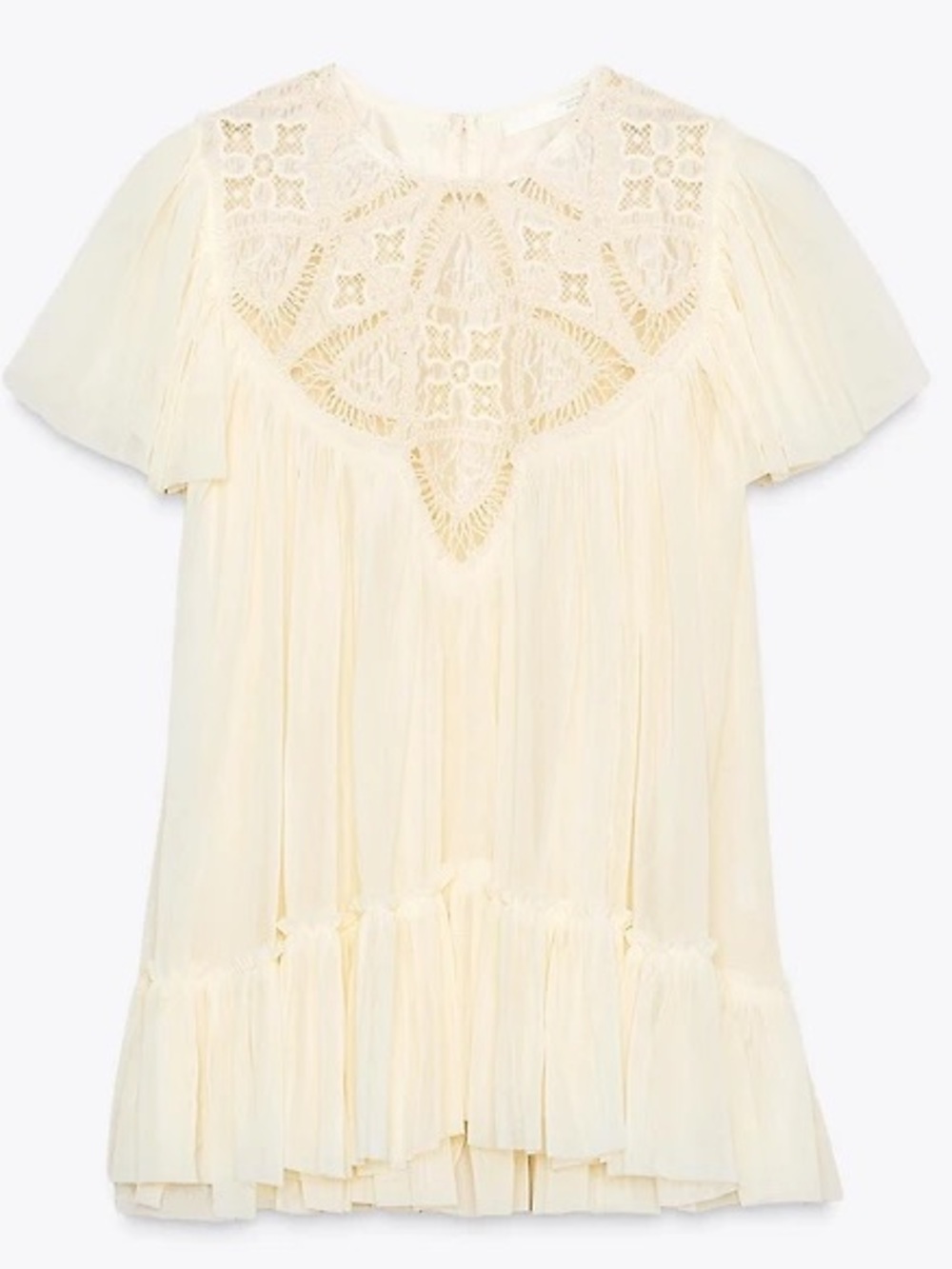 đNWT ZARA Lace Mesh Ruffle Top Fairycore Romantic Boho Coquette Festival Whimsy